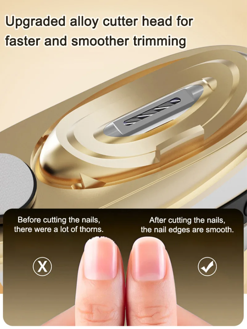 Electric Automatic Nail Clipper, 2-in-1 Auto Fingernail Cutter & Polishing Grinder for Baby Senior Adults, 2-Speed - view 3