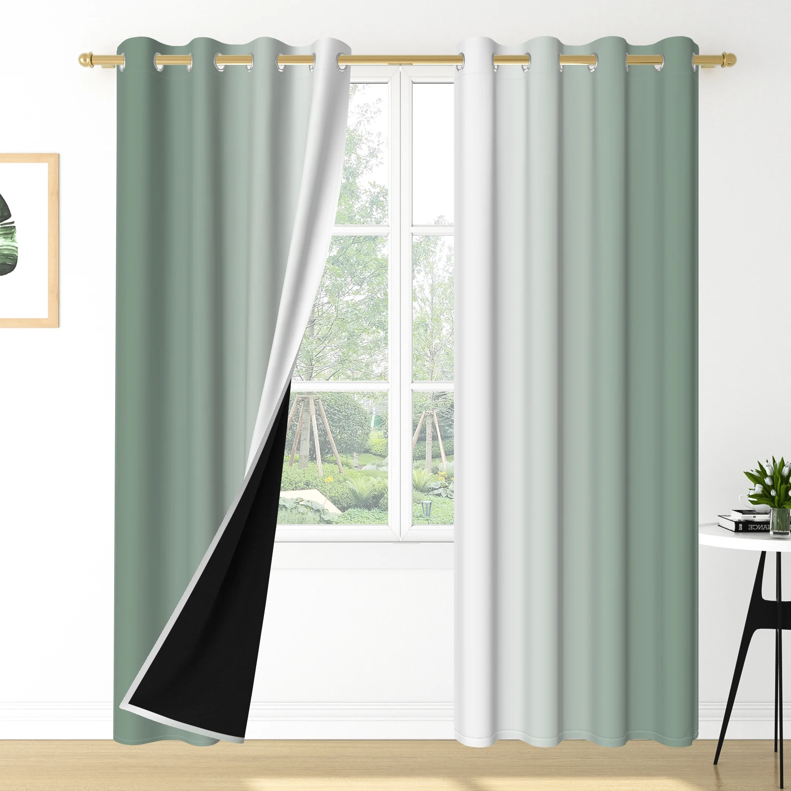 2pcs Modern 100% Blackout Curtain with Grommets Total Privacy Drapes for Bedroom, Living Room, Dining Room, Bathroom, Home Decor