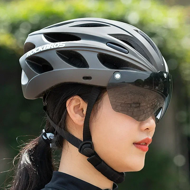 STLFriding helmet mountain road cycling helmet with goggles polarizing integrated molding colorful men and women