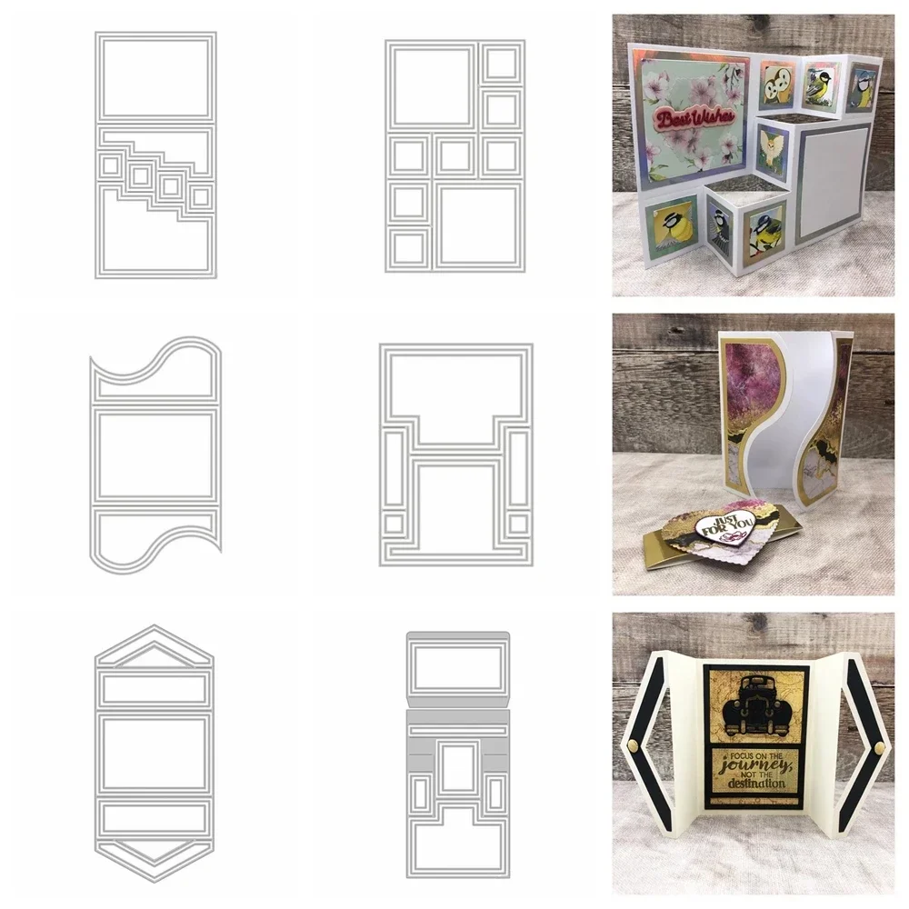 2024 New Accordion Curvy Gatefold High Center Stepper Card Metal Cutting Dies Set DIY Scrapbooking Album Paper Card Decor Craft
