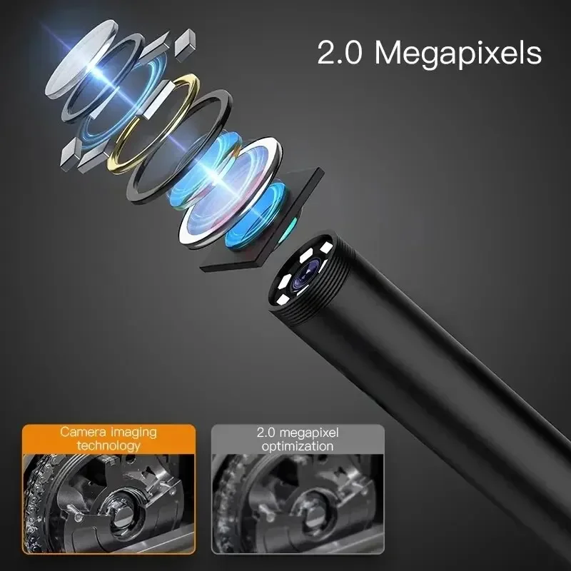 New 5.0 Inch IPS Screen Industrial Endoscope Camera 8mm HD1080P Sewer Car Piping Inspection Camera Borescope 8 LED Waterproof