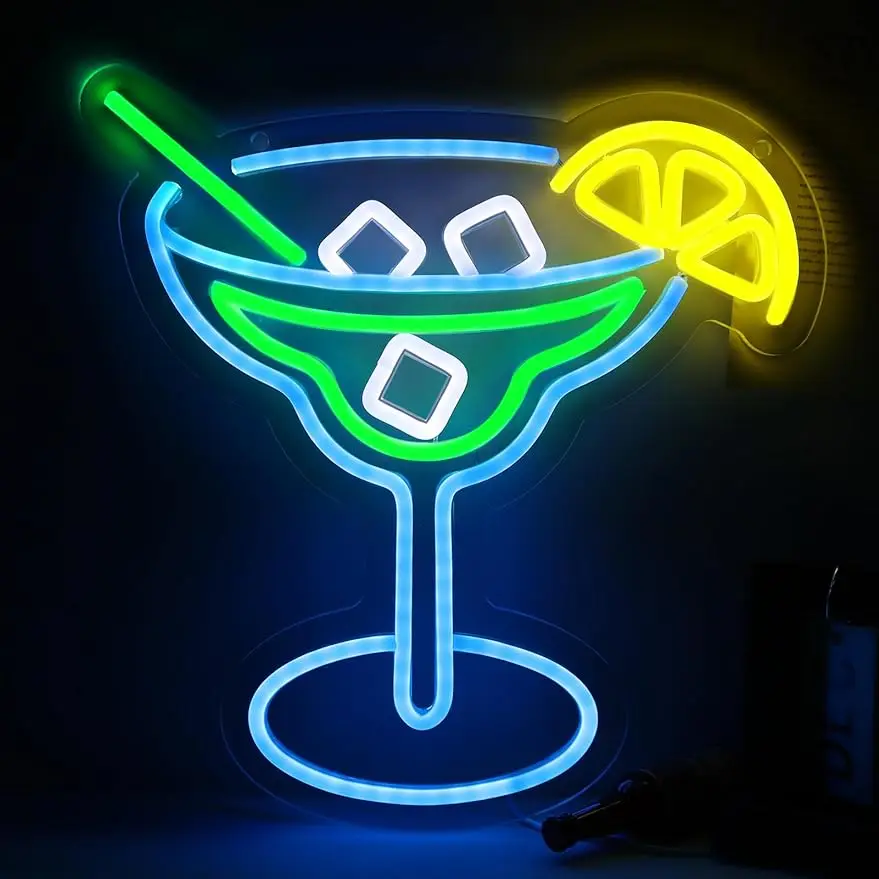 Cocktail Neon Signs LED Neon Lights for Bedroom Business Signs Suitable for Man Cave Bar Pub Restaurant Christmas Gift Art