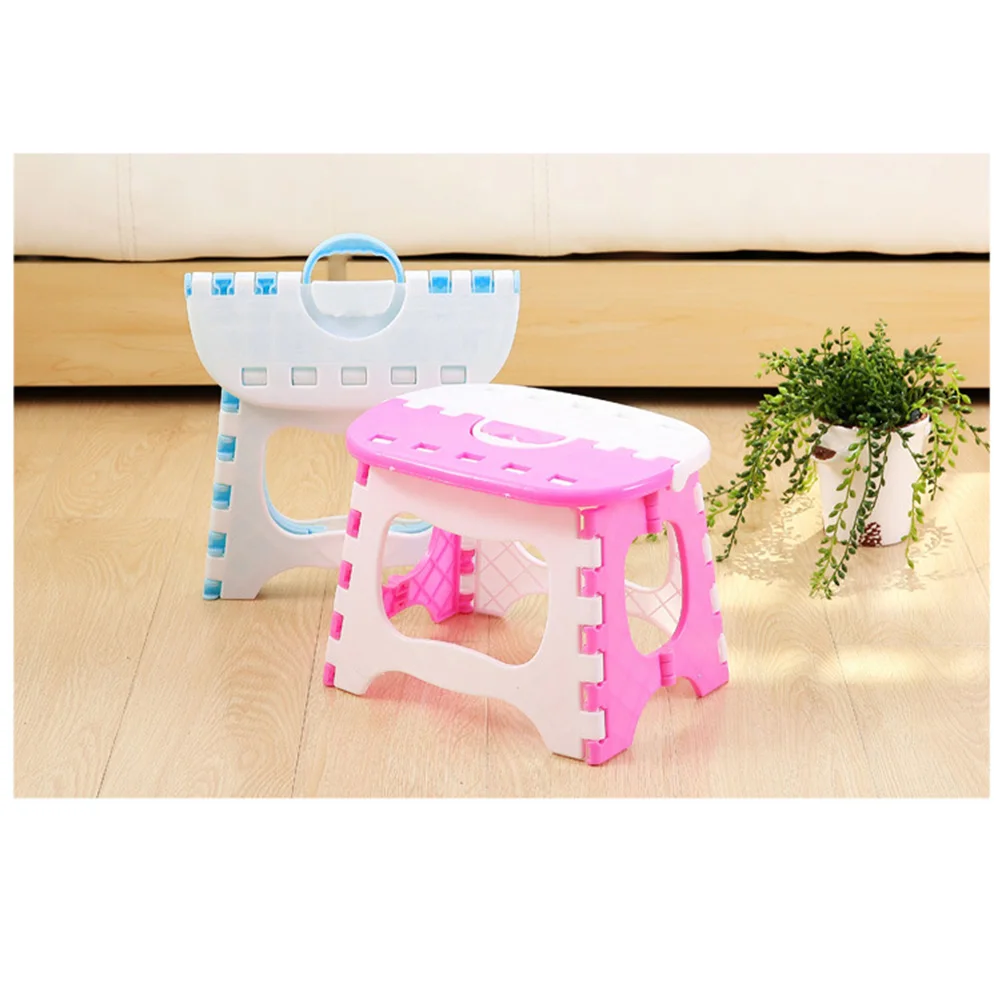 

Plastic Fishing Stool Foldable Step Kids Sitting Small Blue Portable Storage Outdoor Child Furniture Sturdy Capacity Plastic