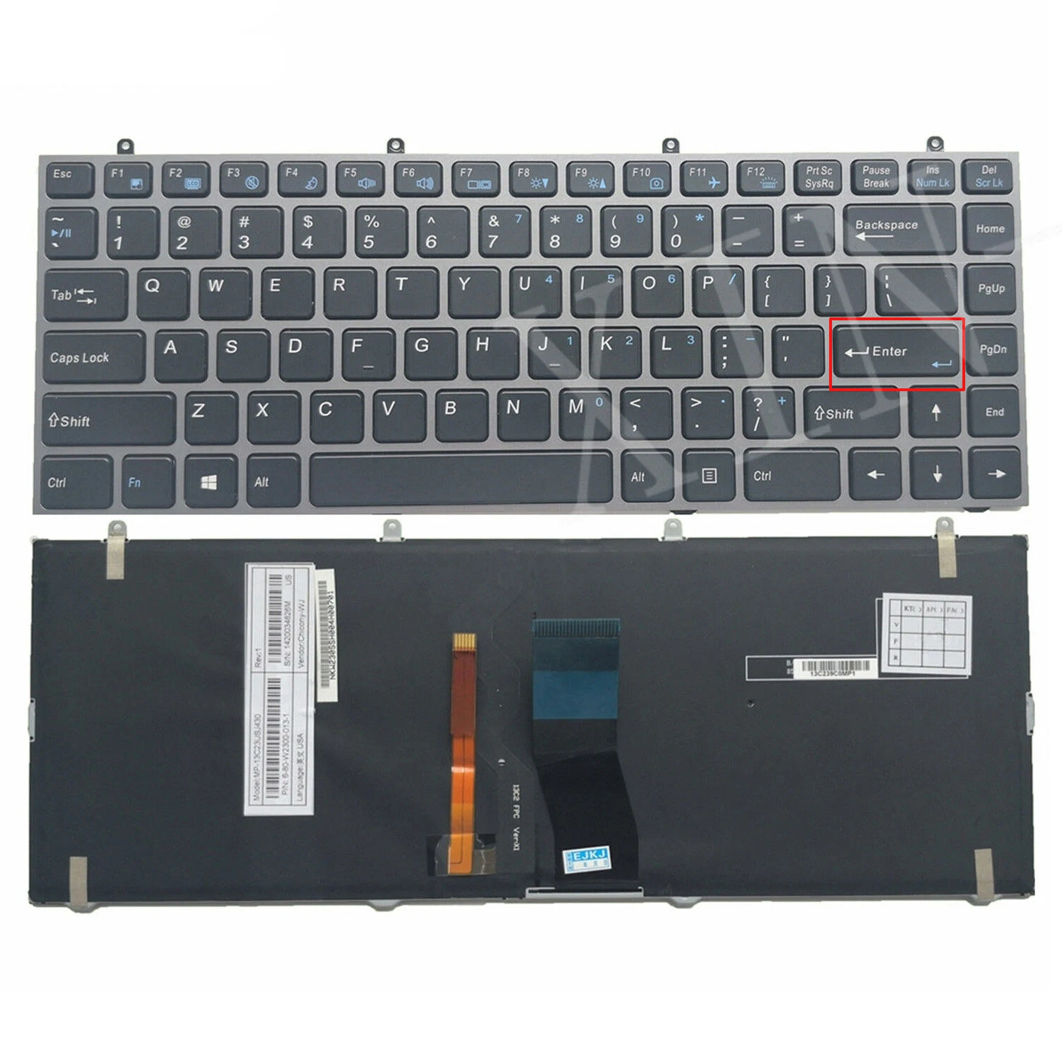 

US Backlit Keyboard For Clevo W230 W230SS W230ST W230SD MP-13C23USJ430