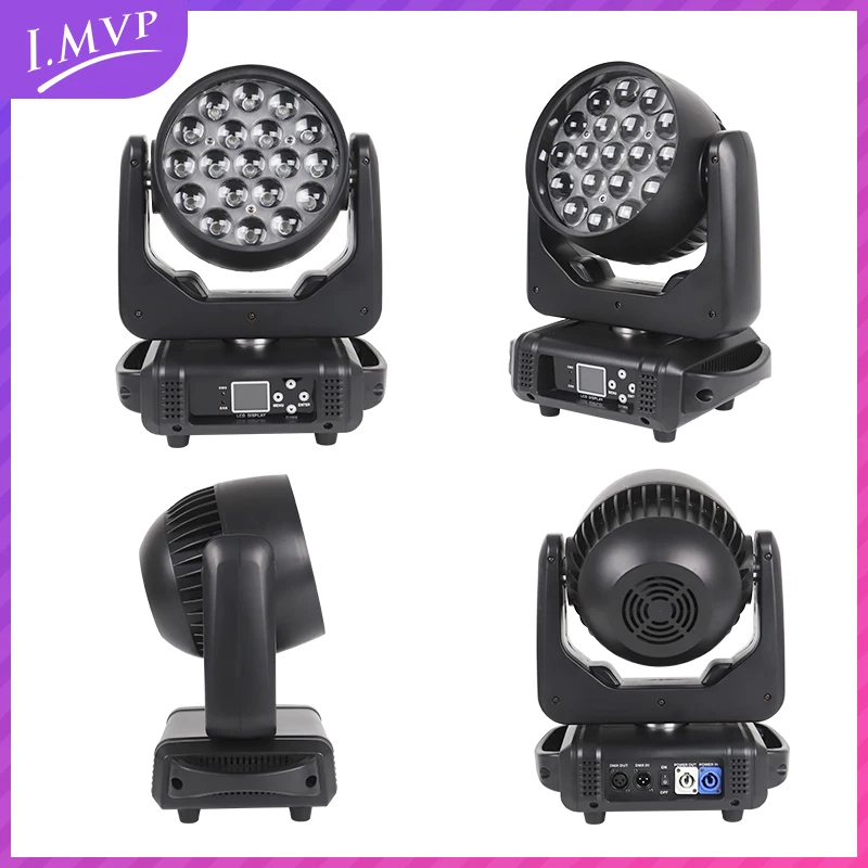 LED Stage light DMX Control 19x15W RGBW 4in1 Zoom LED Wash Moving Head Light for Disco Dj Party Show