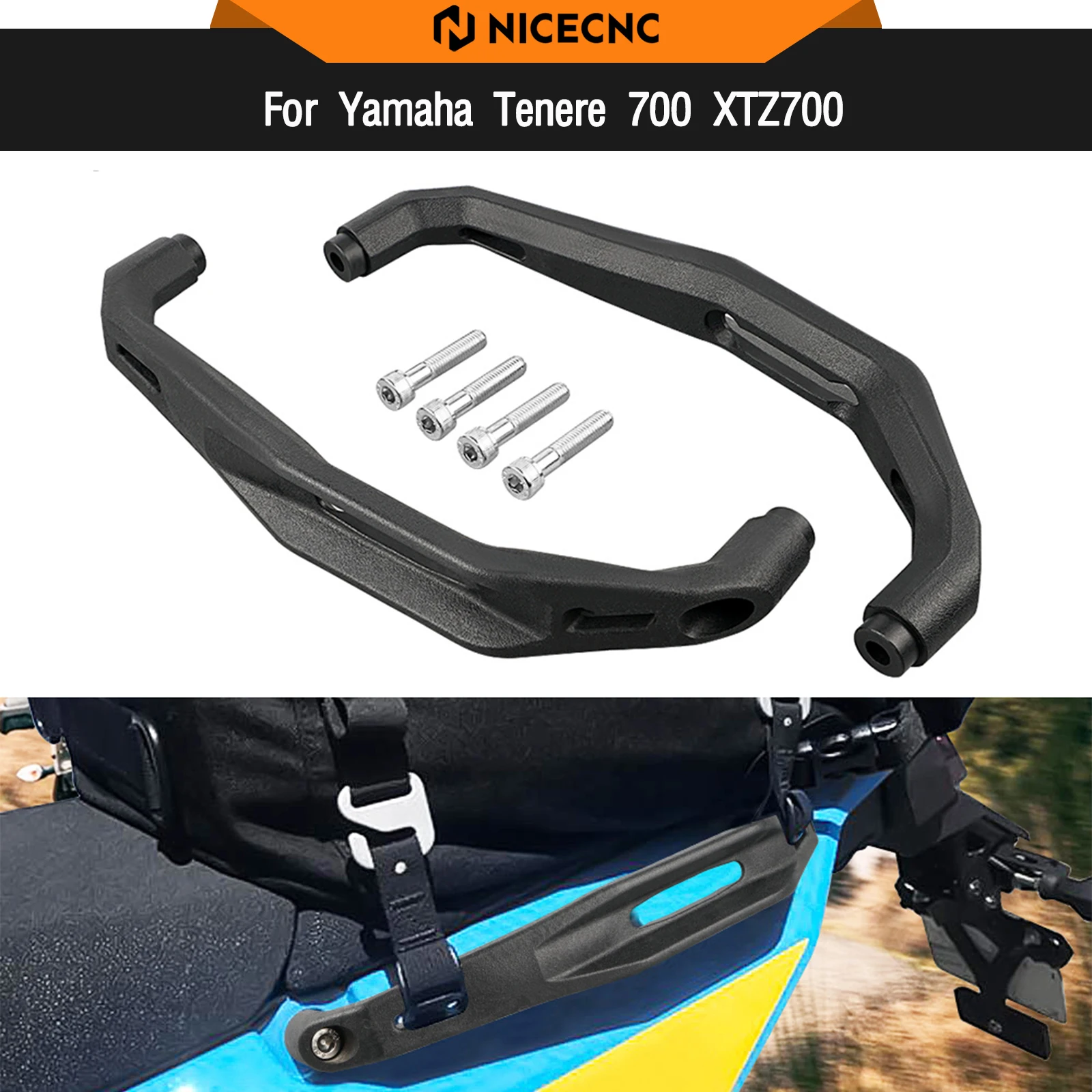Para Yamaha Tenere700 T700 XTZ 700 2019-2024 manija de agarre trasera de pasajero manija de asiento barra de agarre riel TENERE700/ XTZ700 T7 700XTZ