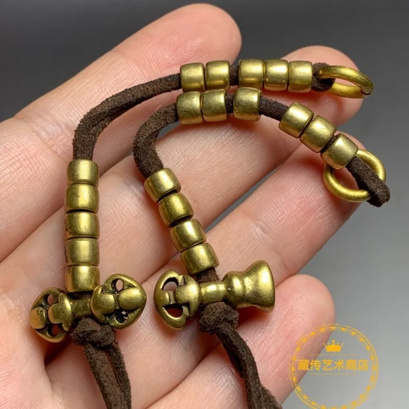 Tibetan Brass Counter Side Hanging Pendant Vintage Classic Versatile Unisex Handmade Fine Daily Wear Unique Elegant Jewelry Gift