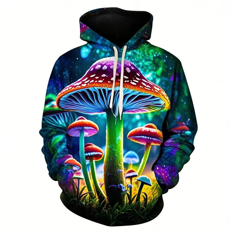 Psychedelic Mushrooms 3D Printing Hoodies Colorful Mashrooms Graphic Sweatshirts For Women Fashion Mens Clothing Pullovers Tops