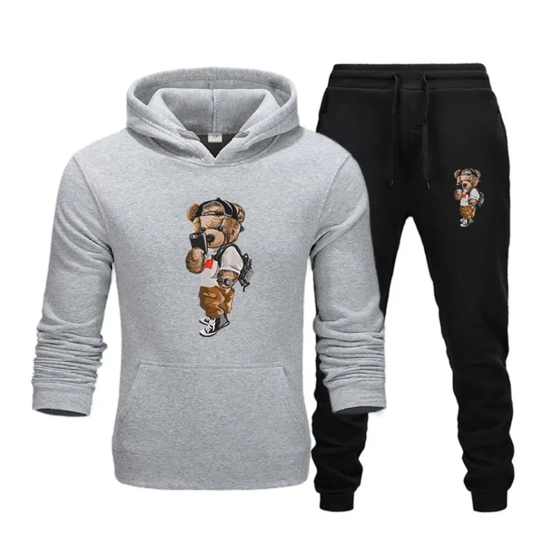 

2025 Spring Brand Men Hoodies Sweatshirt+Sweatpants Suit Autumn Winter Warm Tracksuit Sets Men's Hooded Outwear sweatpants
