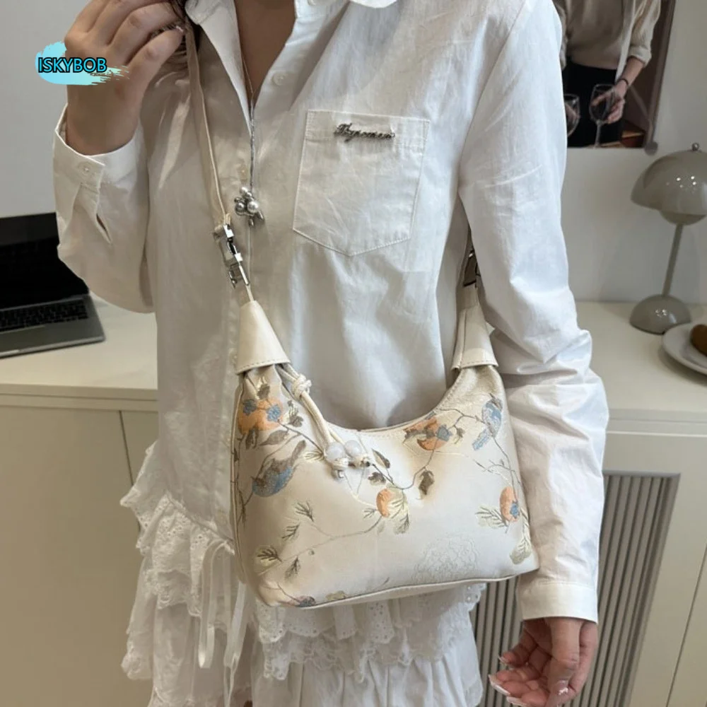 

Fashion Embroidered Chinese Style Handbag Canvas Adjustable Pea Purses Shoulder Bag Crossbody Bag Cheongsam Bag Travel