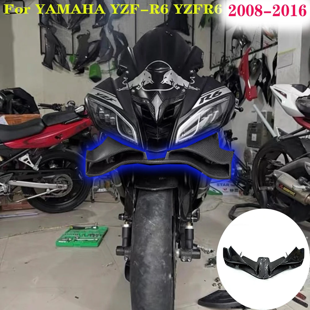 For YAMAHA YZF-R6 YZFR6 2008-2016 Motorcycle Front Fixed Wing Spoiler Aerodynamic Aileron Side Winglets Windshield Wing Fairing
