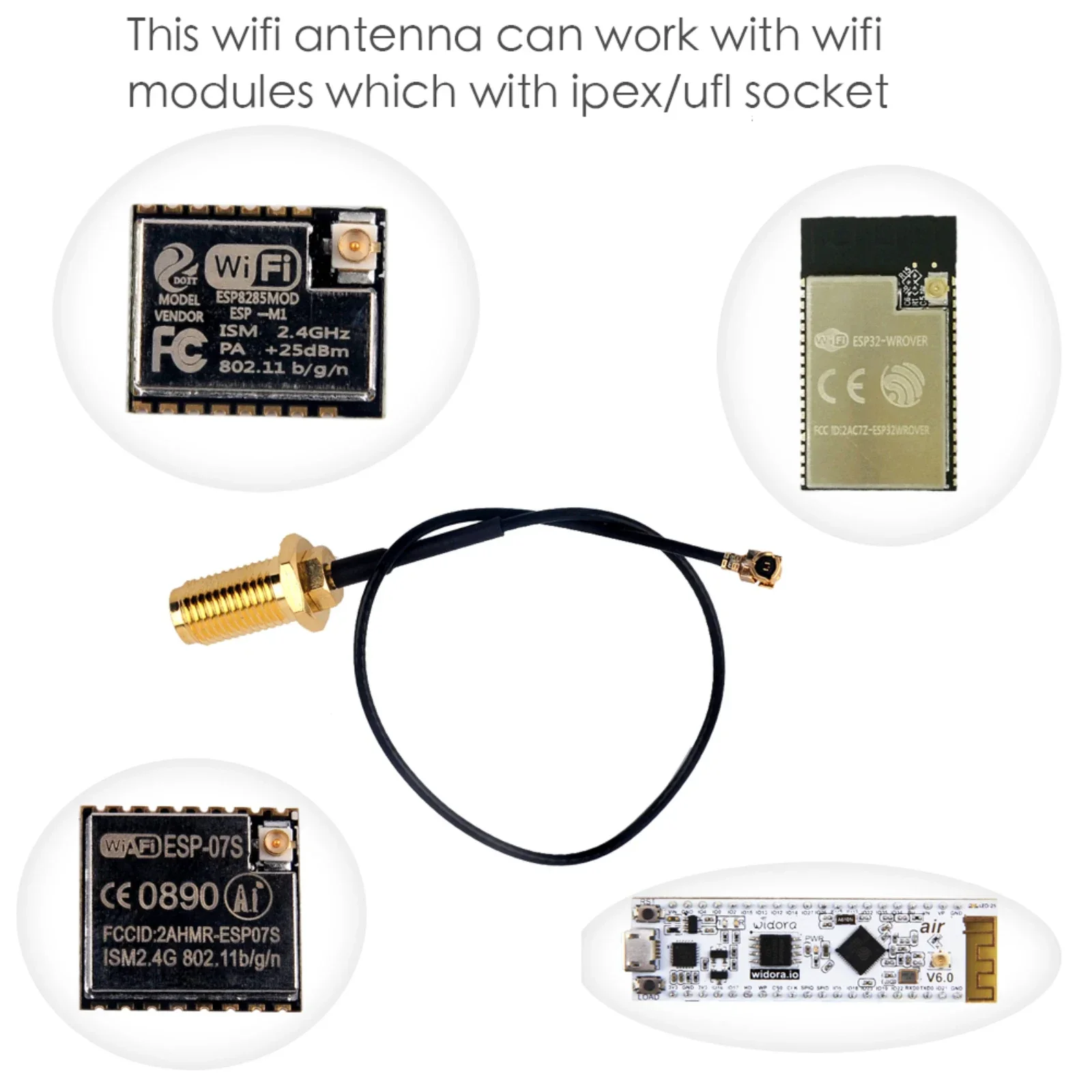 ESP32 Module ESP32-32U 4MB Modul antenne stecker + 2,4G WiFi Gain Antenne + 16cm Kabel U.FL zu Weiblichen SMA - view 2