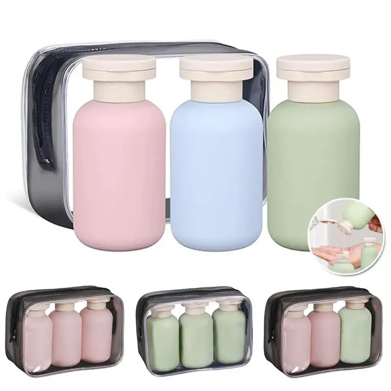 3Pcs Soft Leakproof Travel Bottles Set 100ml 3.4oz Portable Squeeze Tubes For Shampoo Lotion Refillable Travel Essentials