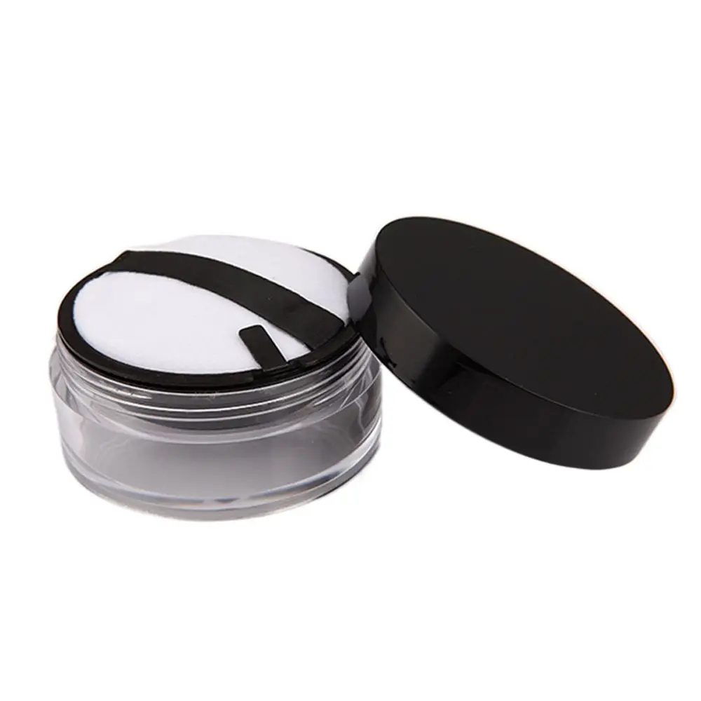 Round Sieve Sifter With Puff Powdery Cake Box Travel Makeup Jar Empty Powder Case Plastic Cosmetic Container Loose Powder Pot