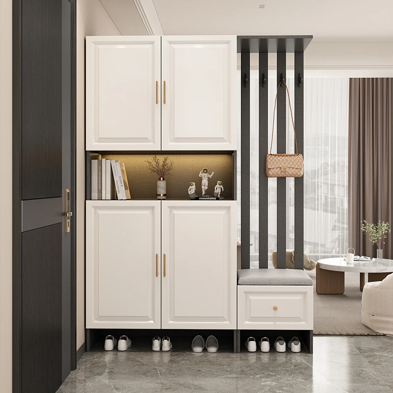 Solid wood entrance cabinet entrance screen partition living room modern and simple household doorfacing the shoe integrated
