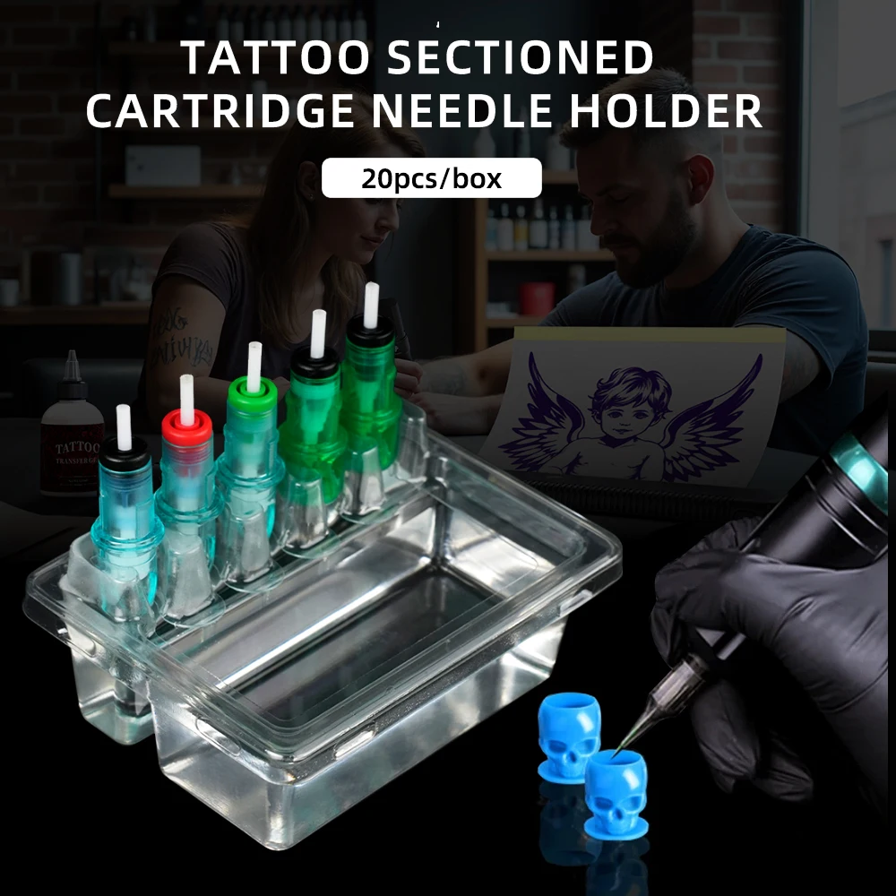 40pcs Transparent Disposable Tattoo Cartridge Needle Trays Plastic Cup Holder for Working & Cleaning Cup