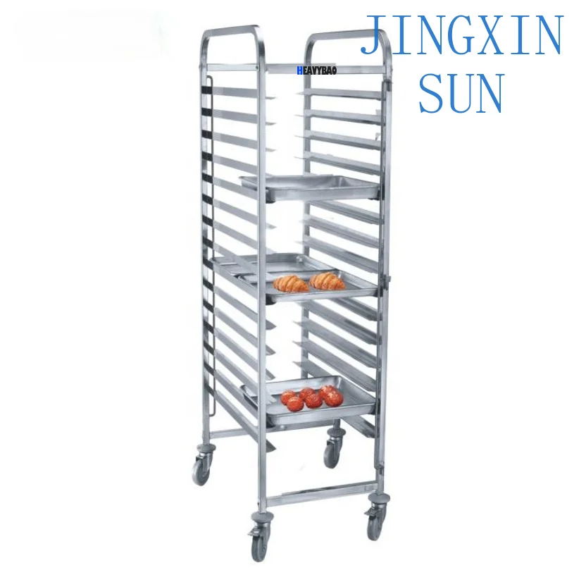 Heavybao Stainless Steel Bakery Hotel Rack Trolley Knocked-Down Design Efficient Food Transport Living Room Bathroom Workshop