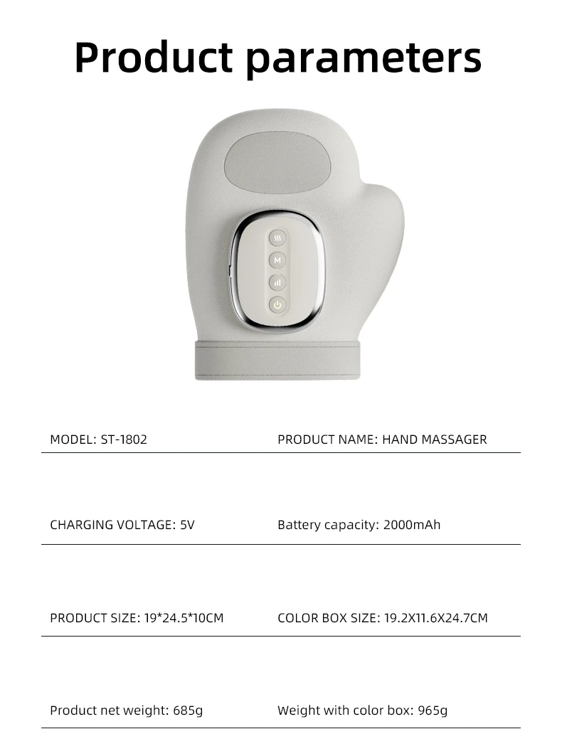 Handmassagegerät mit Luftkissen, 5 Intensitätsstufen, Luftdruckmassage für Finger, Handgelenk und Handfläche, Vibrationshandschuh zur Entspannung der Handmuskulatur, Geschenk für Männer und Frauen. – Detail 10