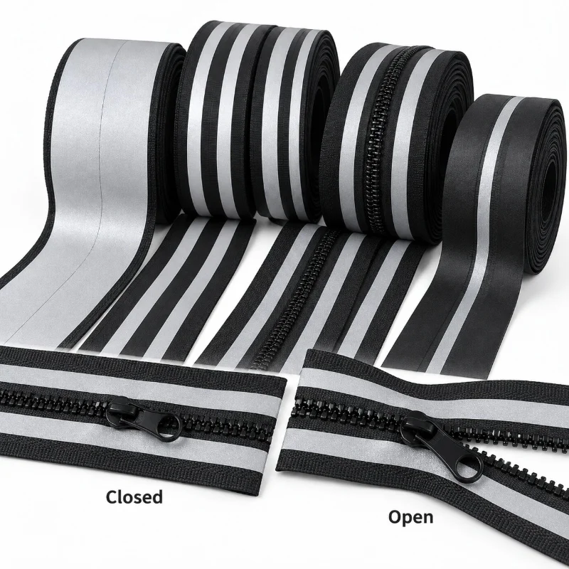 1-10M 3# 5# Reflective Nylon Coil Zipper Backpack Main Compartment Zip Outdoor Pouch Closure Bike Gear Bag Fastener DIY Sewing
