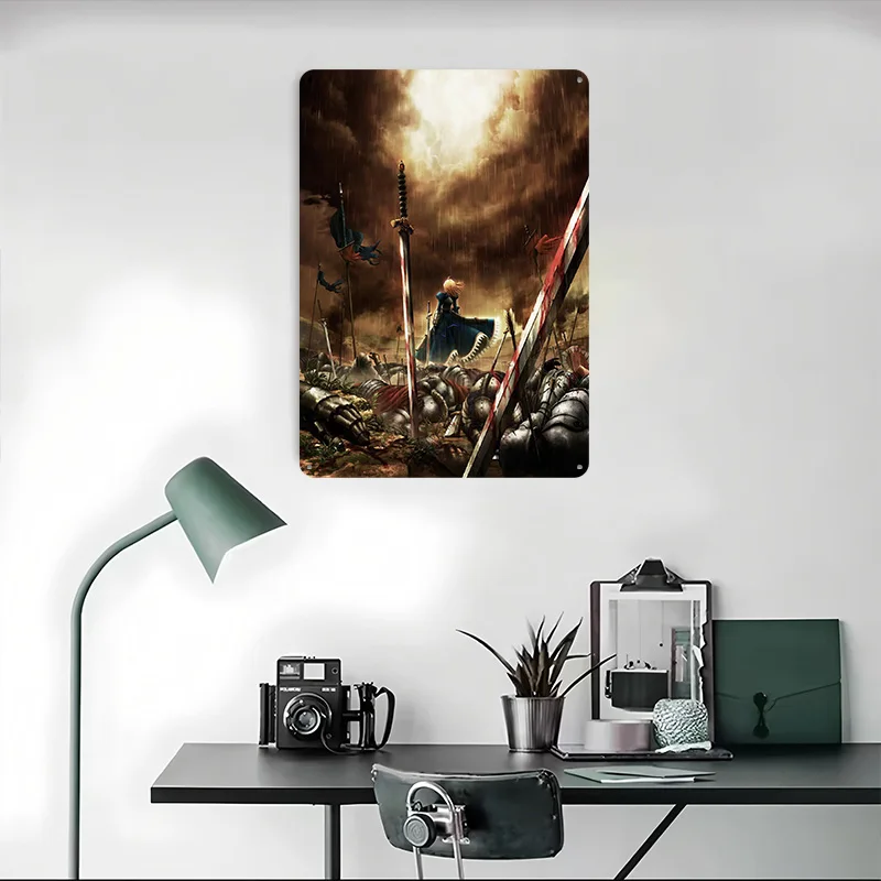 صابر - ساحة المعركة تين تسجيل الجدار ملصق فني أشياء لتصميم الغرفة علامات معدنية قديمة عتيقة للديكور المنزلي فن الجداريات