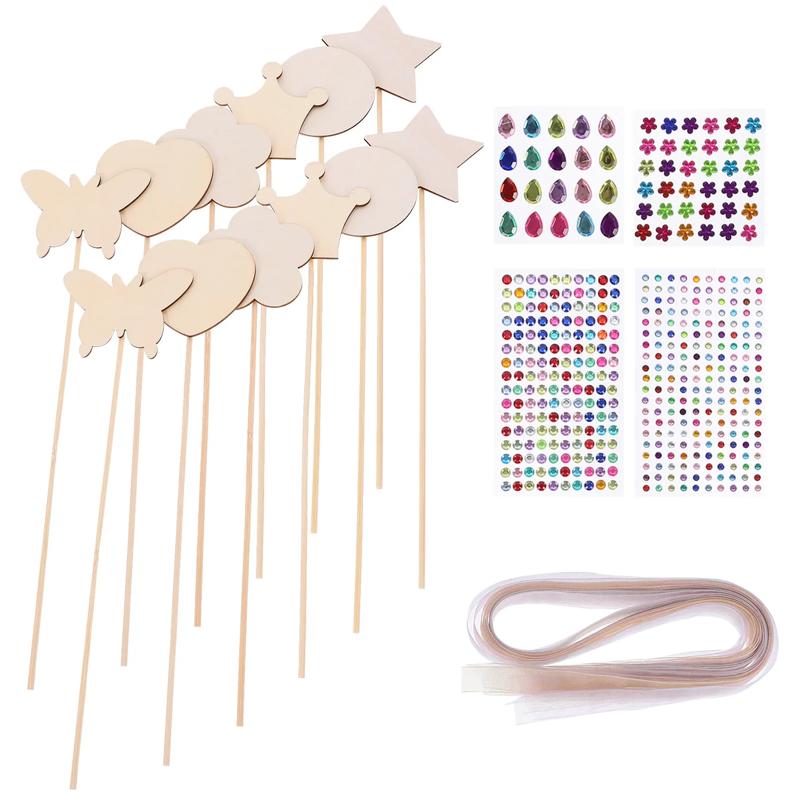 1Set Wooden Fairy Wands DIY Unfinished Painting Sticks for Kids Hand Eye Coordination Creativity Early Learning