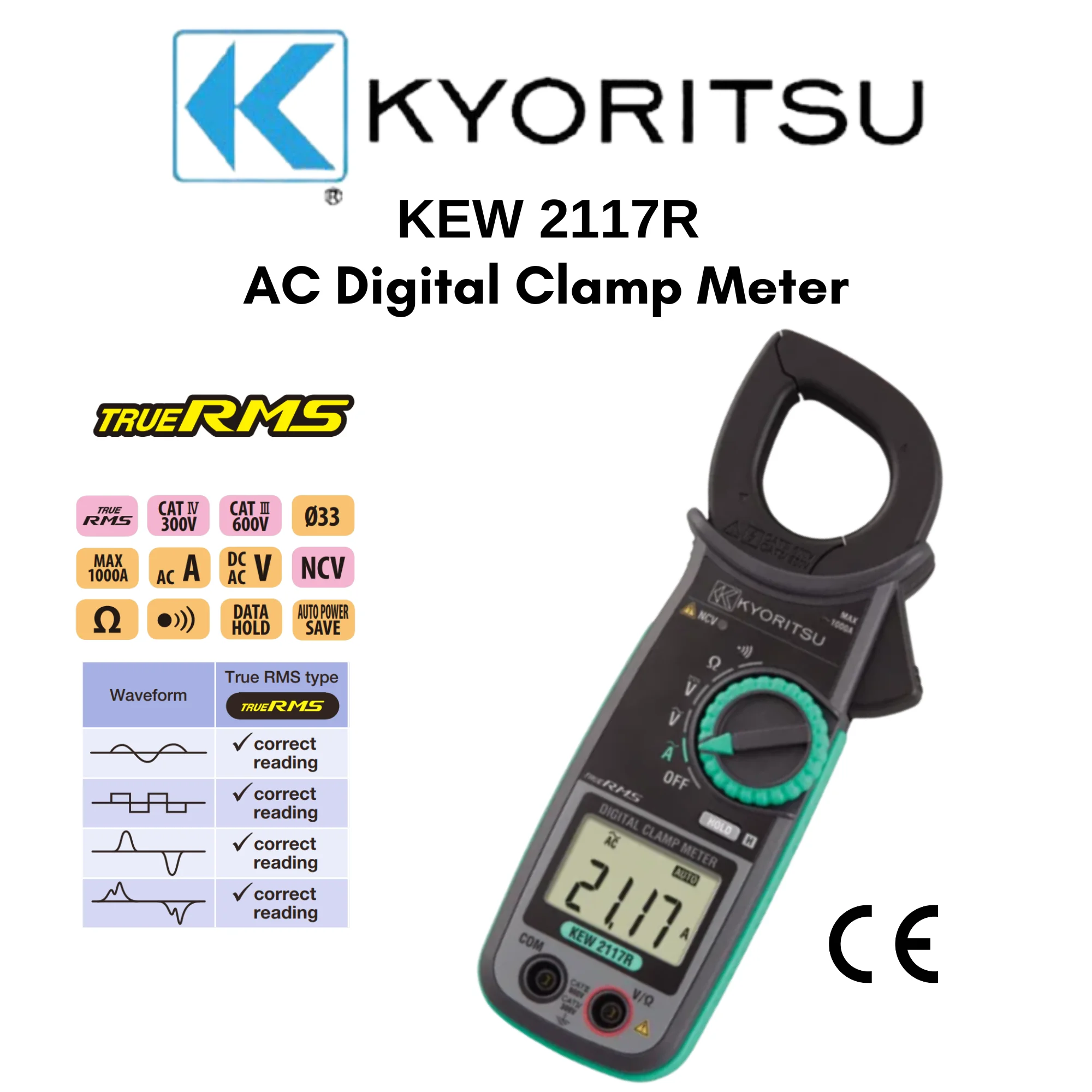 Kyoritsu AC Digital Clamp Meters KEW 2117R