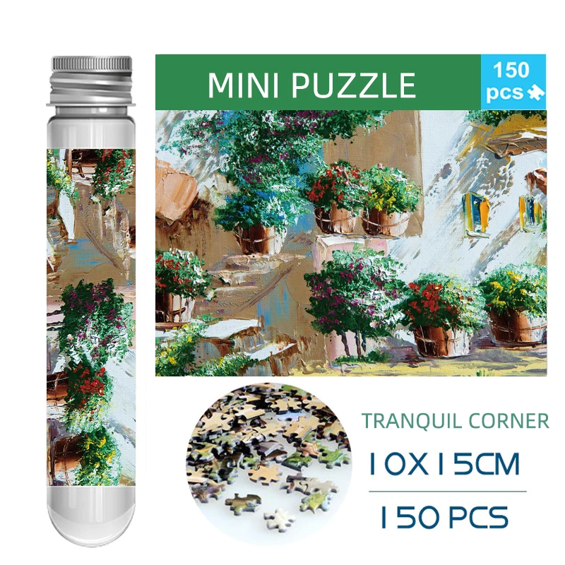 150PCS Mini Test Tube Jigsaw Puzzles Tranquil Street Corner Decompression Toy Fridget Puzzle Game Family Decoration