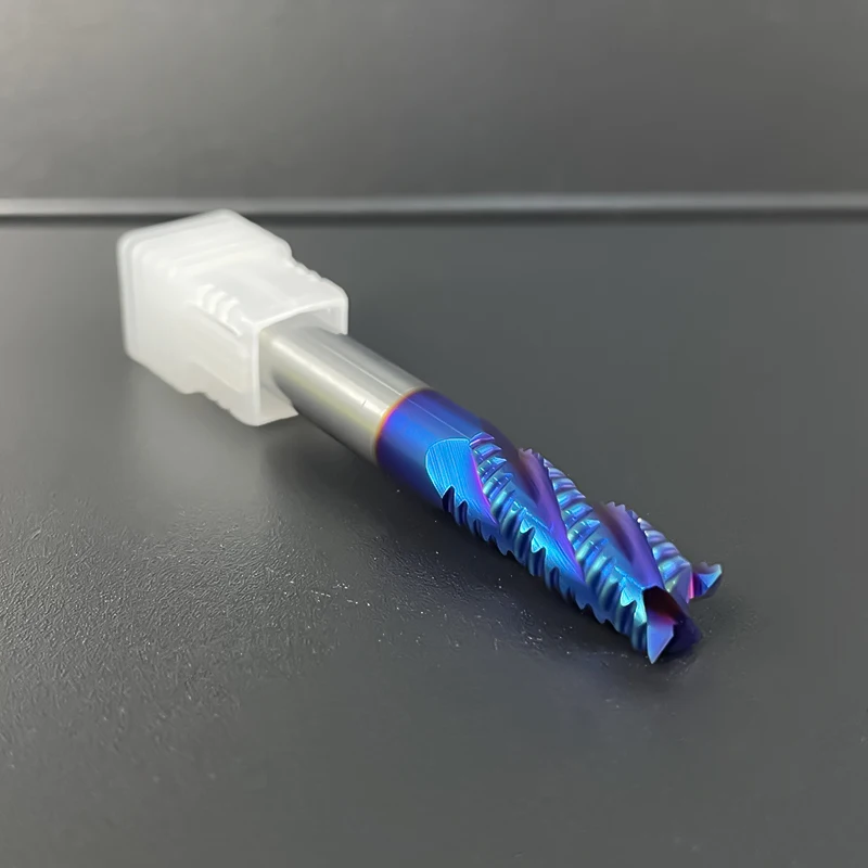 Chowmaster HRC65 4 Flute Roughing End Mill Tungsten Carbide Wave Router Bits Blue Coated CNC Milling Cutter for Metal Working