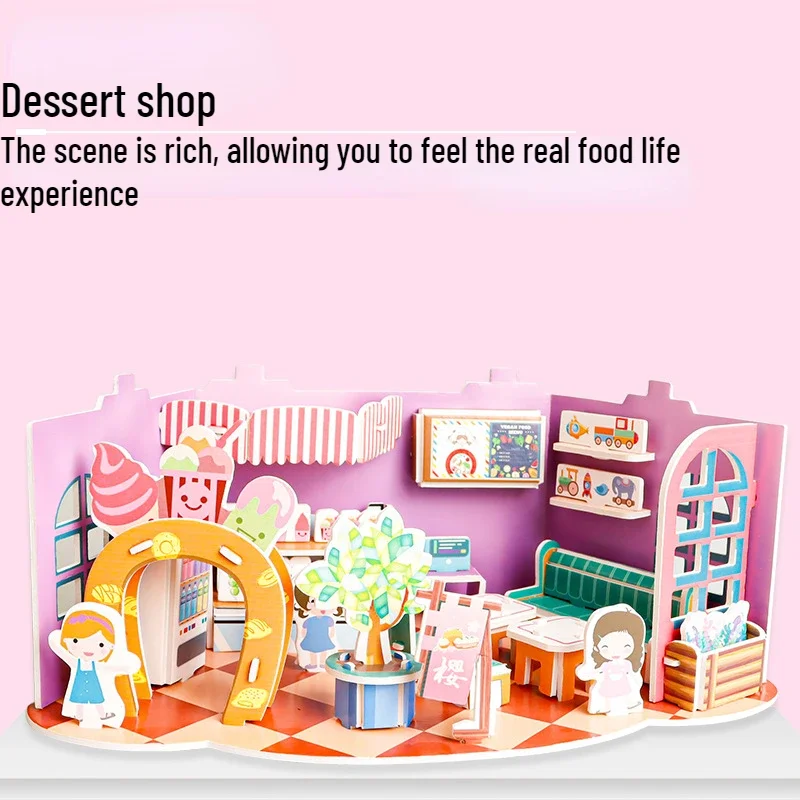 Children\'s Puzzle 3D Paper Model Assembling Educational Toys 5-7 Year Old Girls Handmade Cartoon House Puzzles for Kids