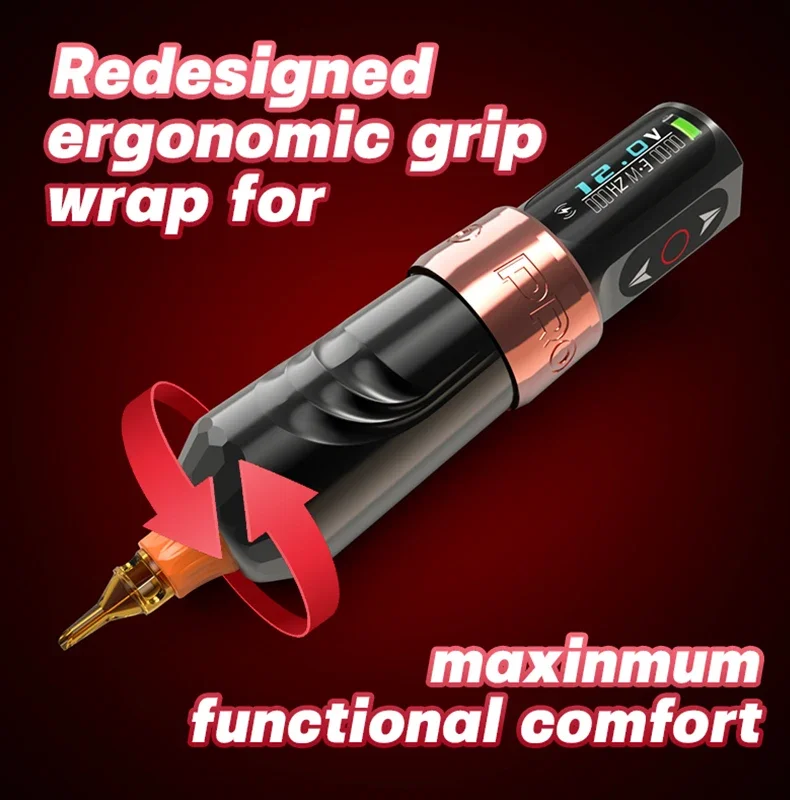 ماكينة رسم الوشم التجميلي اللاسلكية الاحترافية DM مع بطاريتين قابلتين للاستبدال، محرك الوشم الدوار بدون قلب، عرض الجهد الرقمي