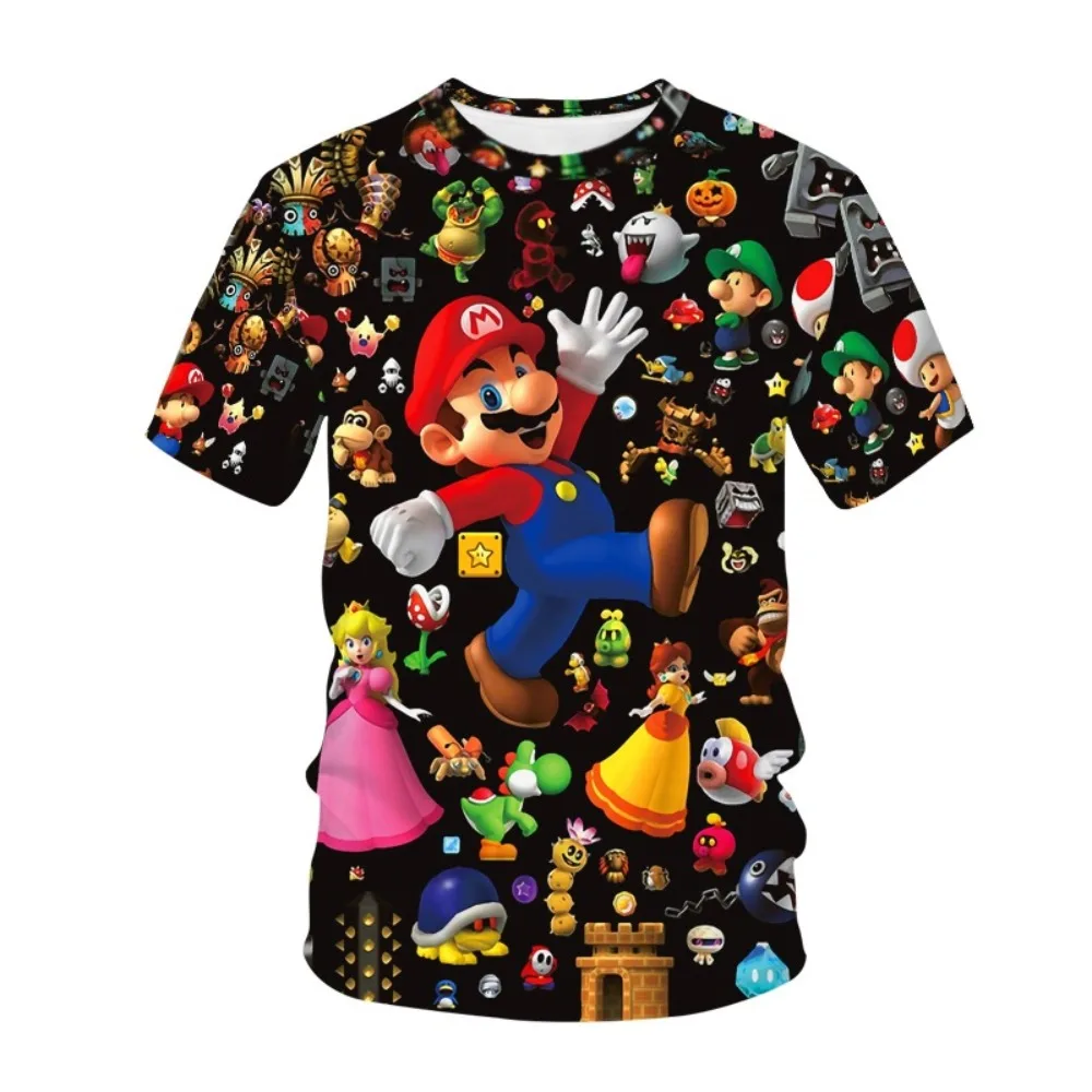 

2025 New Mario 3D Cartoon Men's And Women's Summer Short Sleeve Fashion Hip Hop Cotton Breathable Cool Children's Casual T shirt