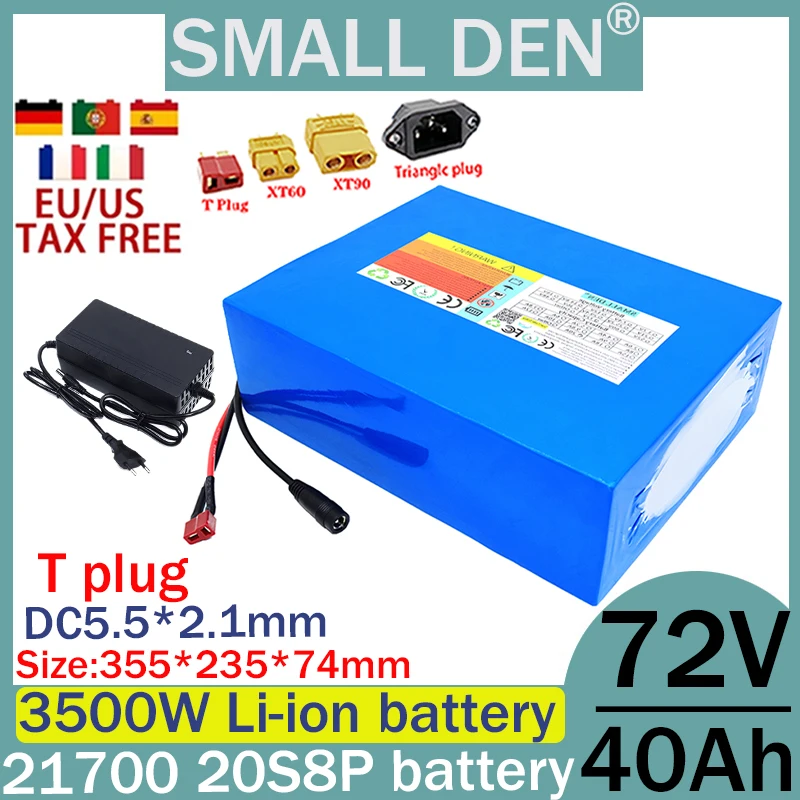 72V 40ah brand new 21700 lithium battery pack 20S8P 100-3500W suitable for transport vehicles off-road vehicles+2A3A5A charger