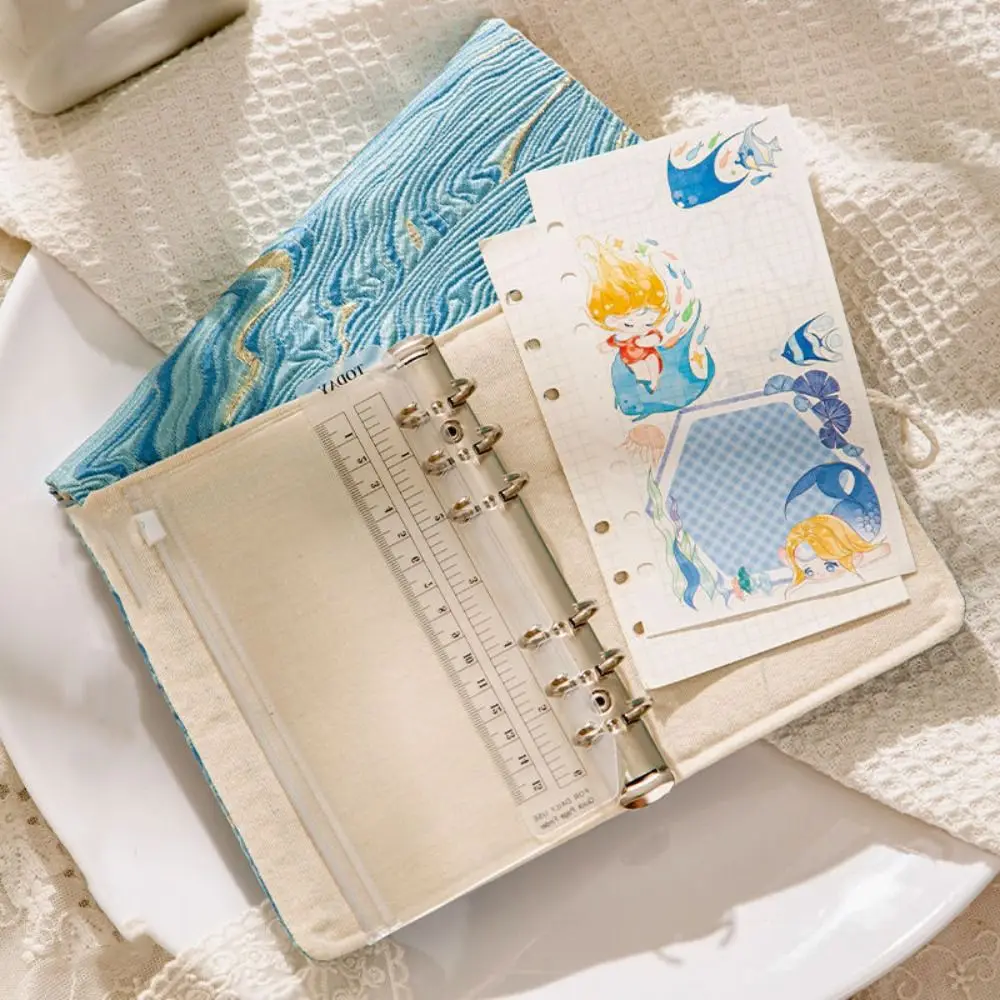 Business Memos A5 Fabric Art Notebook Soft 90 Pages Retro Literary Notebook Durable Portable Loose-leaf Notebook Office