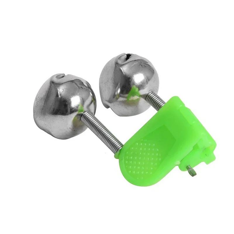 5 Pcs Fishing Bite Alarms Fishing Rod Bell Rod Clamp Tip Clip Bells Ring Green ABS Fishing Accessory Outdoor Metal Bells