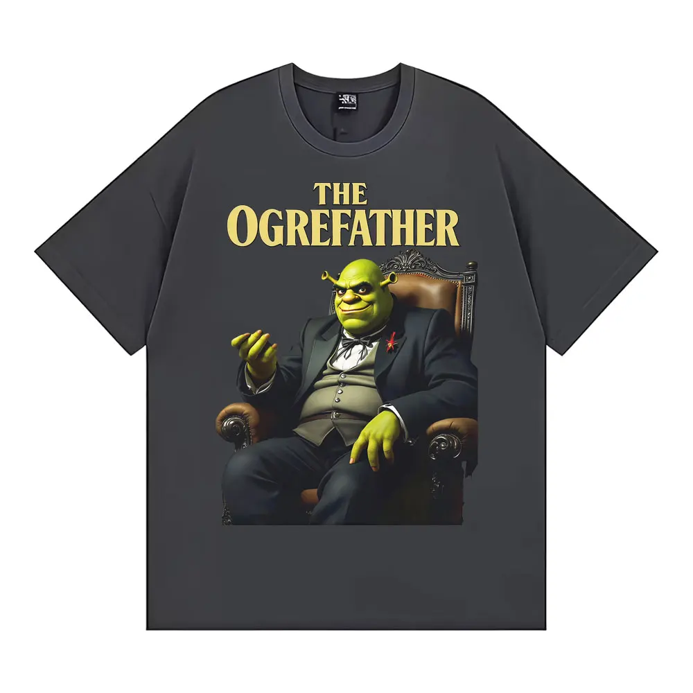 تي شيرت The Ogrefather مضحك Shrek مافيا تي شيرت رجالي ونسائي على الموضة ملابس الشارع الشهير تي شيرت رجالي صيفي قطني كبير الحجم تي شيرت #3