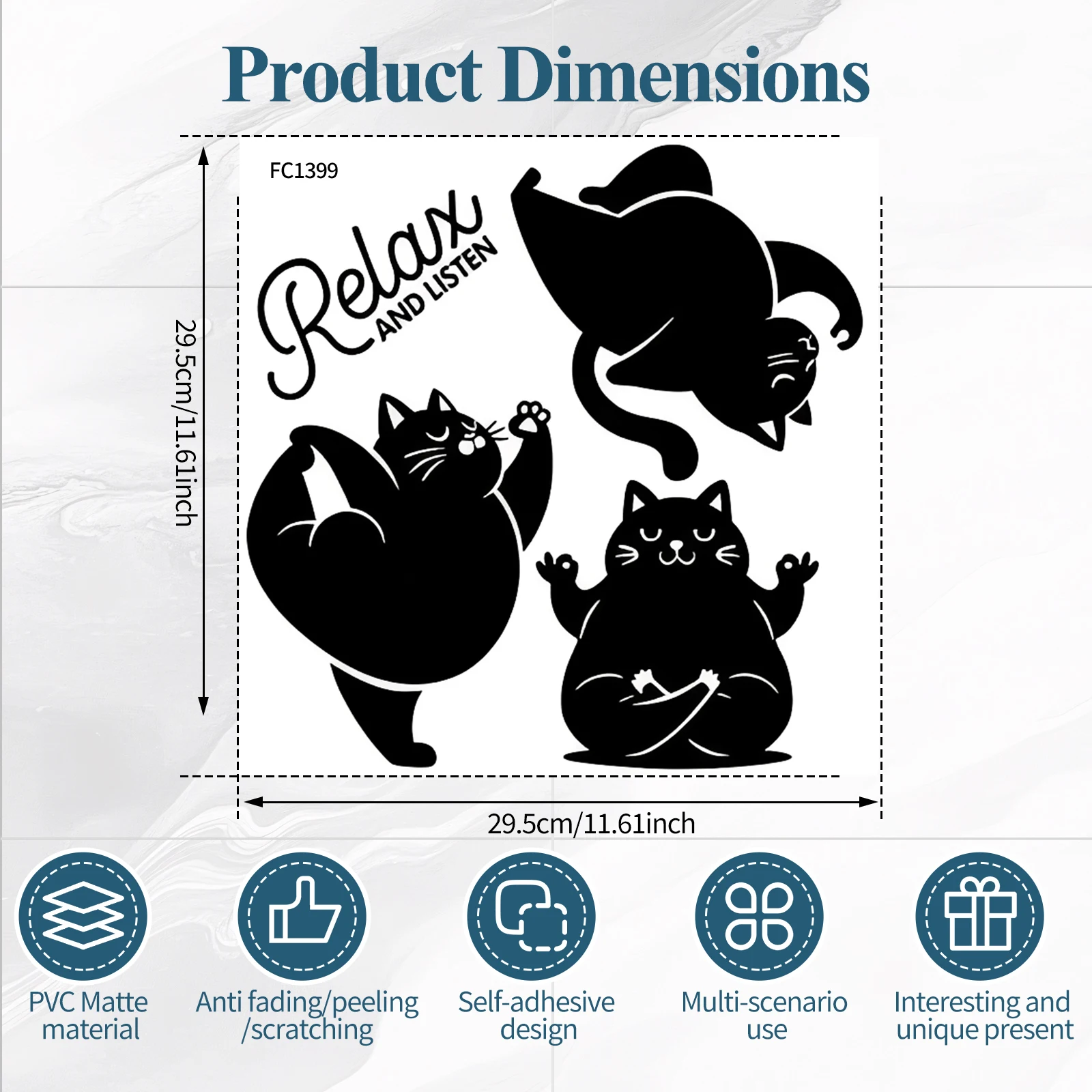Cat Wall Sticker for Decor Easy to Peel and Stick Cat Wall Decal Removable Cute Pet Art Sticker for Bathroom Kids Room Bedroom