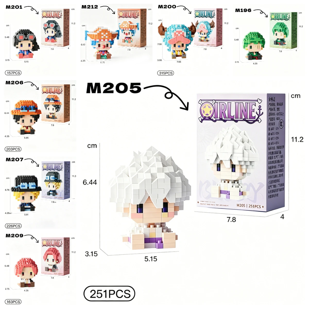 

ONE PIECE Sun God Nika Luffy Micro Building Block Chopper Ace Buggy 3D Anime Model Assembly Mini Bricks Figure Toys For Gift