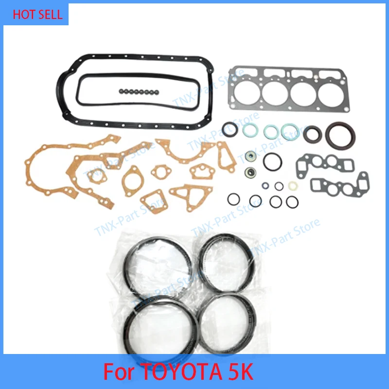 5K For TOYOTA Full Gasket Set Kit +Piston Ring Engine Liteace 1.5L 1486cc Cylinder Head Gasket Overhaul Rebuild Kit