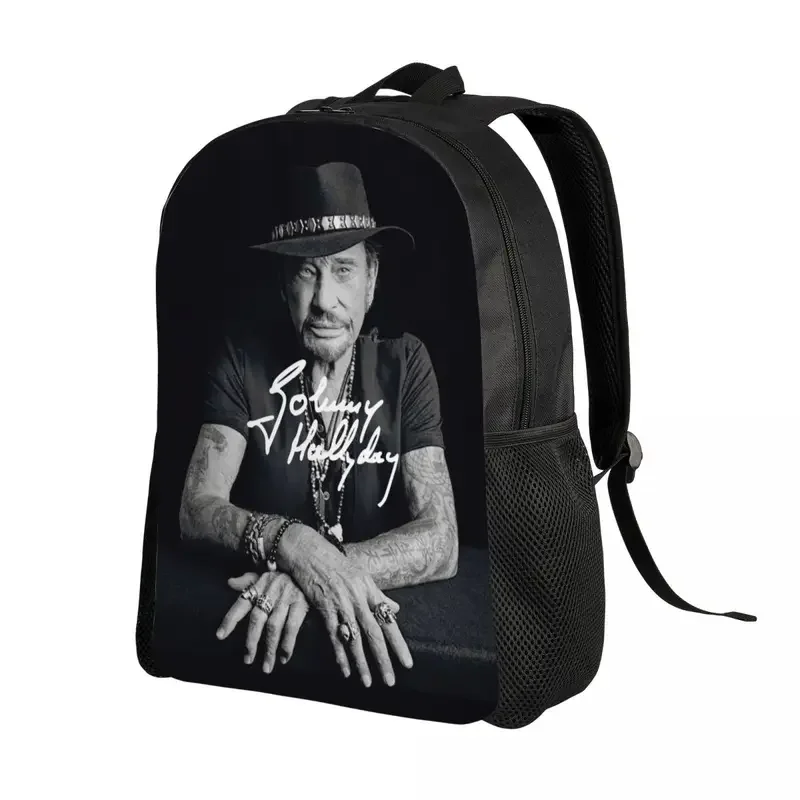 French Rock Legend Johnny Hallyday Plecak podróżny Kobiety Mężczyźni Szkoła Laptop Bookbag College Student Torby na co dzień