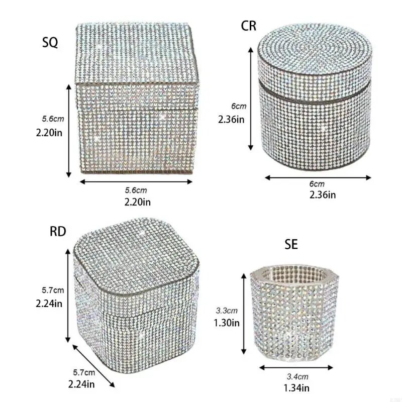 R3MF Stijlvolle acryl nagelschotel met strassdecoratie Dappenschotel manicure houder voor vloeistofonderhoud en weergave