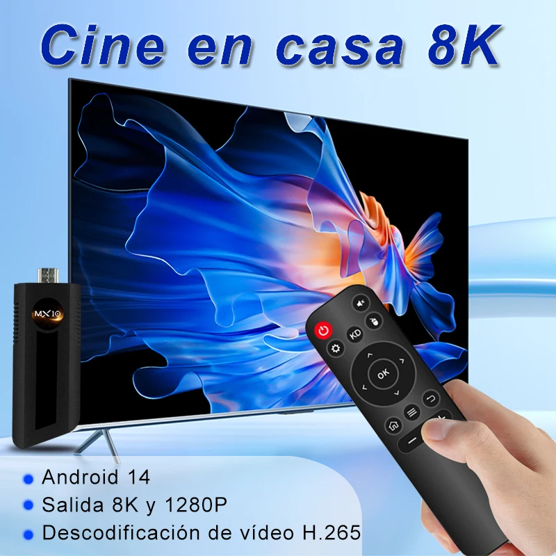 مورتال تي في استيك MX10 F8PRO Ram 2GB Rom 8GB 16GB رباعي النواة RK3528 2.4G&5G Wifi6 أندرويد 14 جهاز تبريد ذكي عالمي