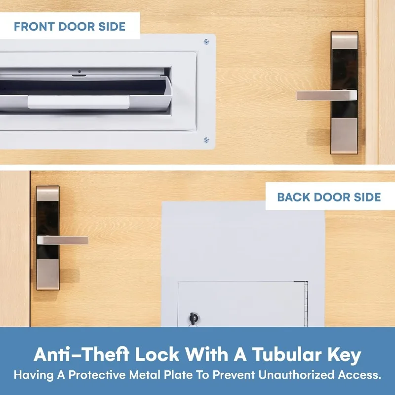 Through-the-Door Locking Key Drop Box Heavy Duty Rainproof Door Mail Slot Drop Boxes for Business with Tubular Lock Keys Baffle