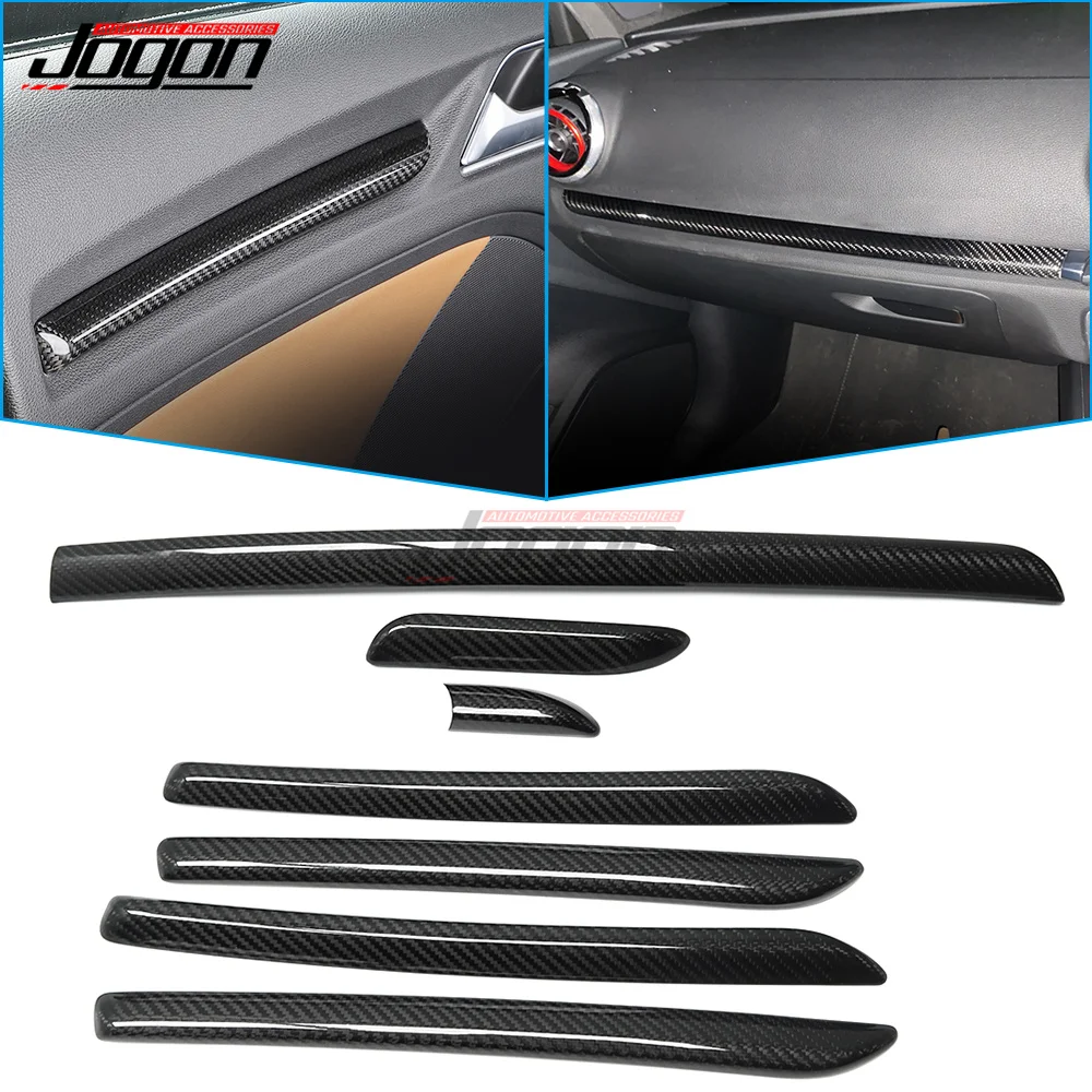 For Audi A3 S3 RS3 2014 -2018 Sedan Carbon Fiber Car Interior Dashboard Moldings Console Door Armrest Panel Strips Cover Trim