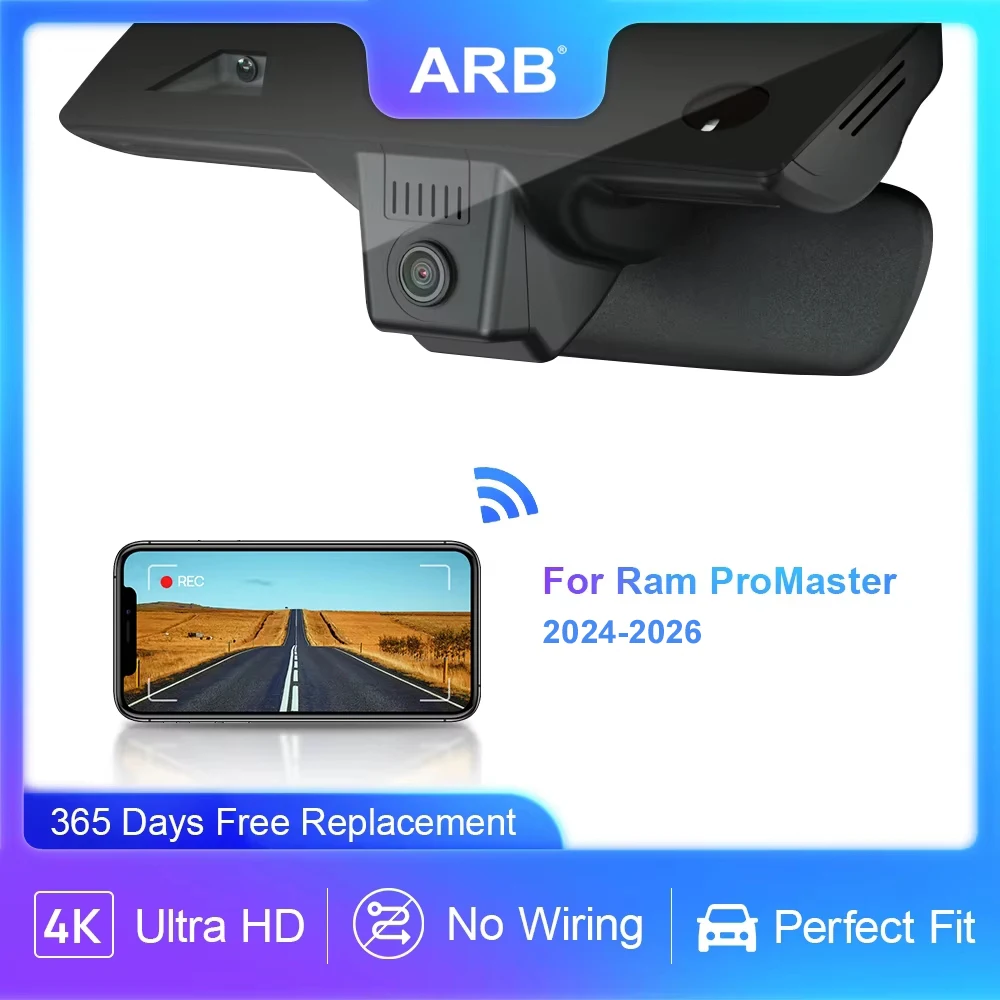 4K Dash Cam for Ram ProMaster 2024 2025 2026, ARB OEM Style Car DVR with WIFI & APP, Ultra HD Front Camera, Night Vision
