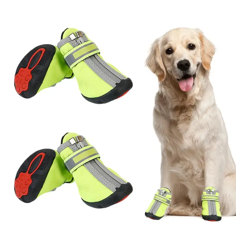 Pet Shoes For Dogs 4 Pieces Waterproof Pet Foot Protector Nonslip Booties Pet Accessories Floor Socks For Home Outgoing Camping