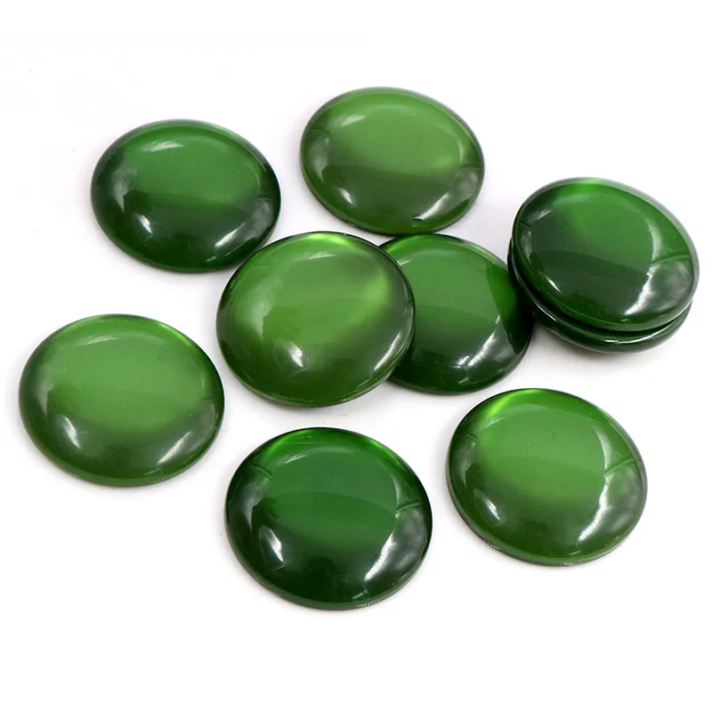 New Fashion 10pcs 25mm  Dark Green Color  Flat Back Resin Cabochons Cameo  G4-05