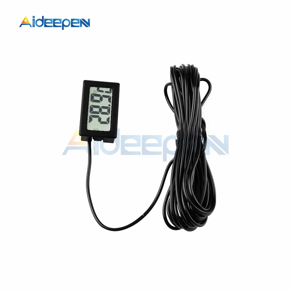 Imagem -03 - Mini Sensor de Temperatura Lcd Interno Digital Termômetro Incorporado Instrumentos de Calibre com Cabo 5m Conveniente