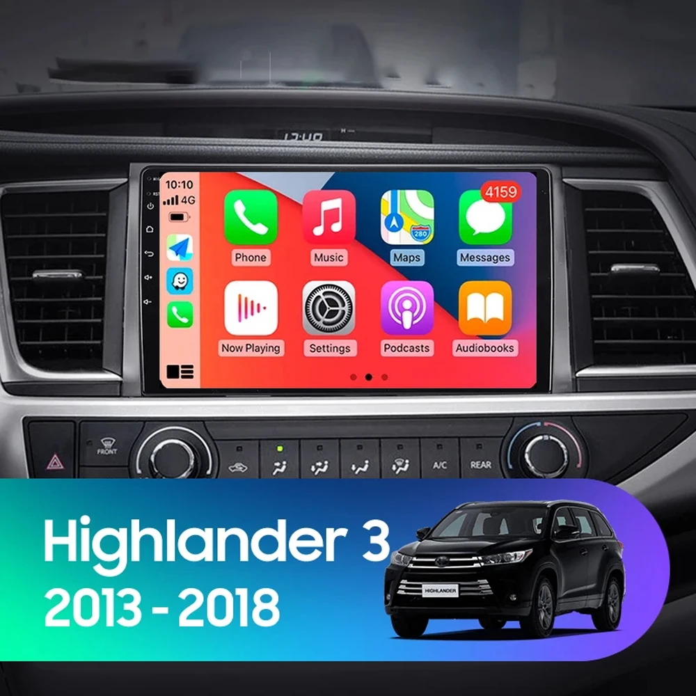 Android 14 Radio de coche para Toyota Highlander Kluger 3 XU50 2013 - 2019 reproductor Multimedia estéreo navegación estéreo CarPlay Auto BT