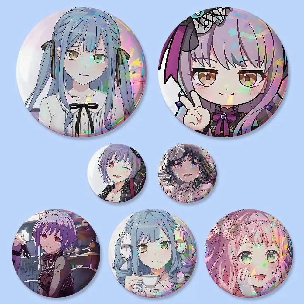 B-Bang Dream Ave Mujica Cartoon-Anstecker 25 32 44 58 75 mm Runde Cosplay-Pins Taschendekoration Fans Sammlerstücke Freunde Geschenke Brosche Souvenir