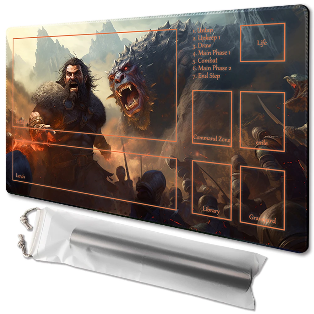 Barbarian King - Board Game TCG Playmat Table Mat Game Size 60X35 CM Mousepad Compatible for MTG CCG